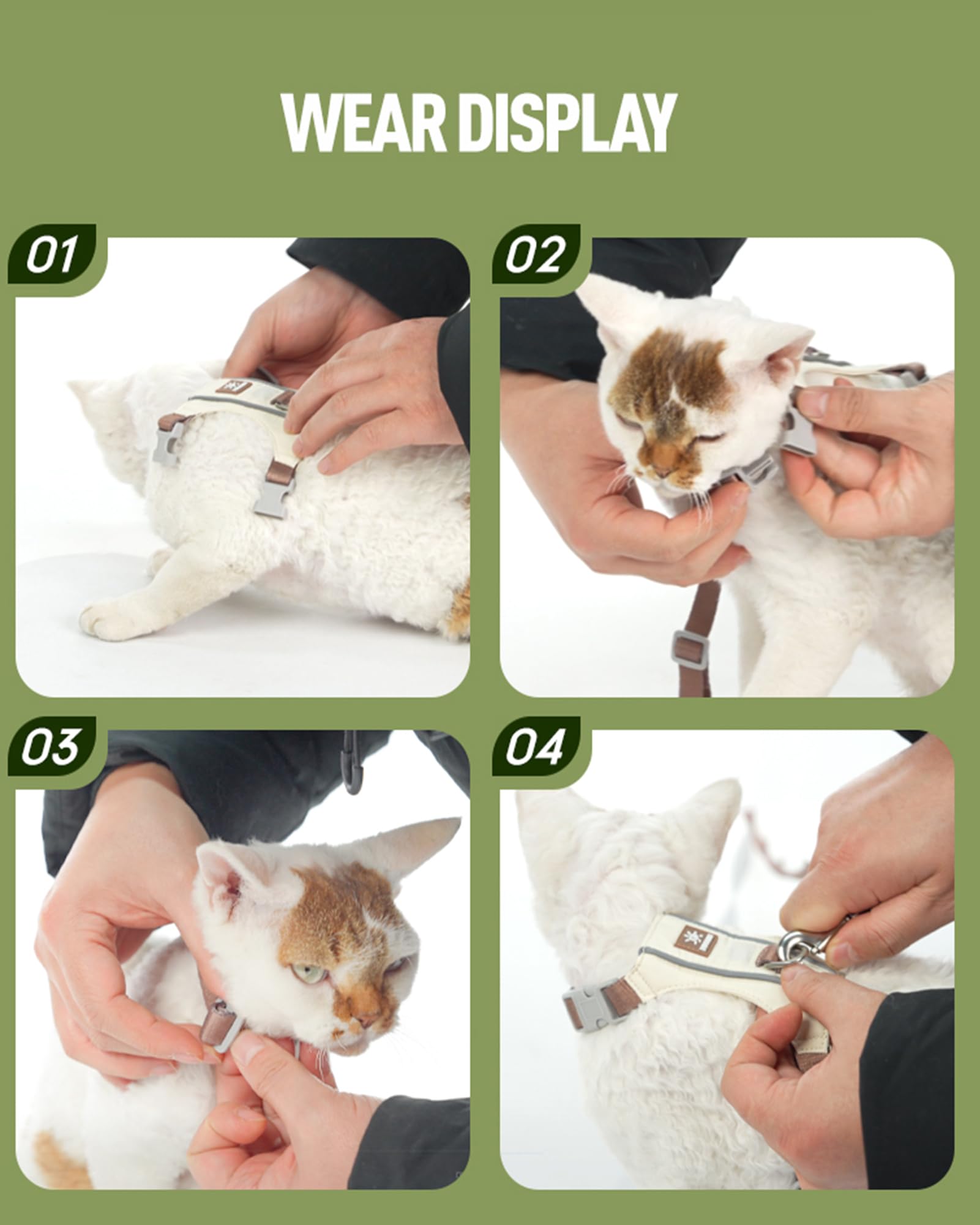 Breathable Cat Harness with Safety Strips