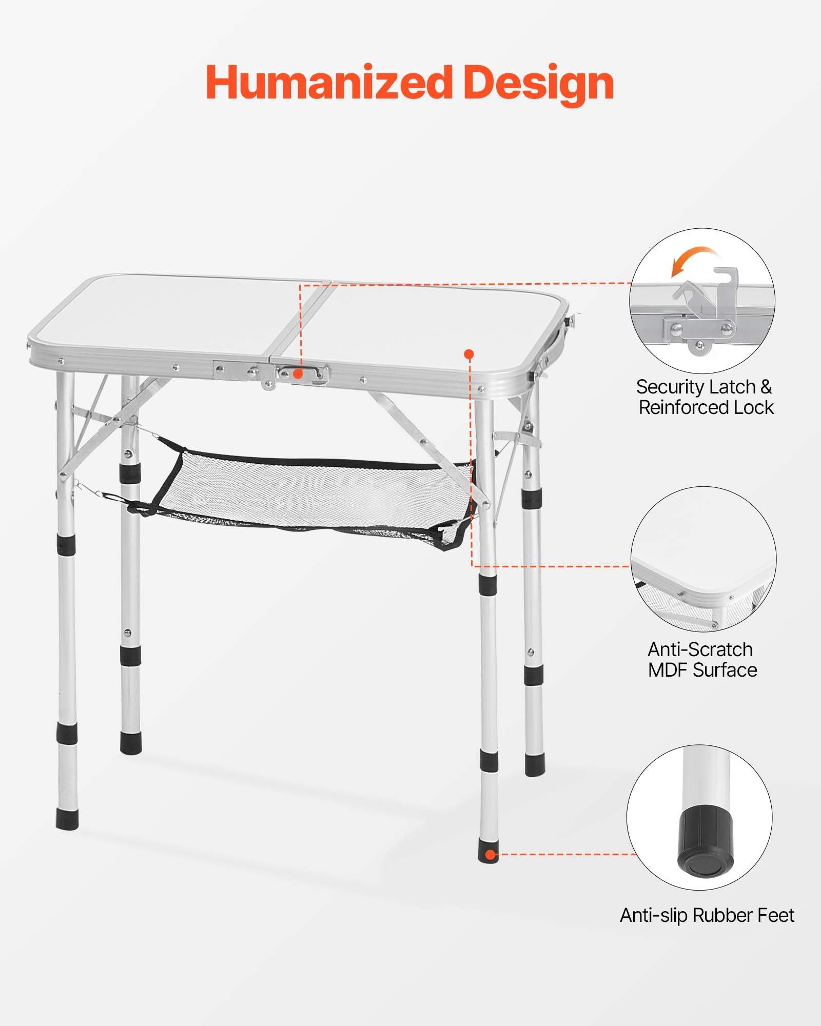 Premium 24 inch folding camping table with durable MDF tabletop