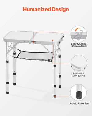 Premium 24 inch folding camping table with durable MDF tabletop