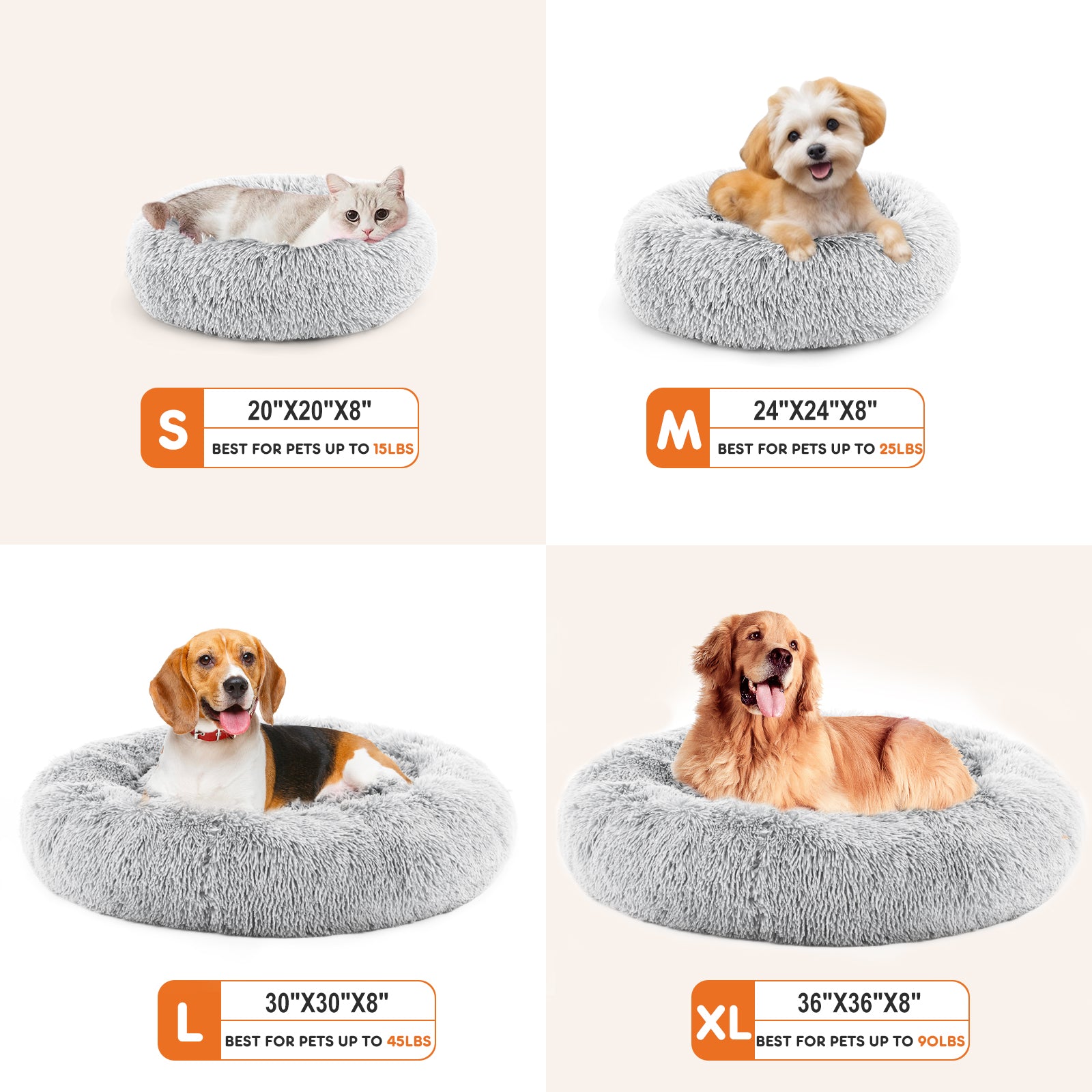Size dimensions for the 24 inch calming pet bed