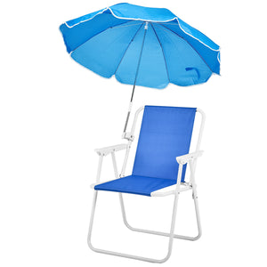 Outdoor picnic chair with lightweight construction and built-in umbrella for added comfort