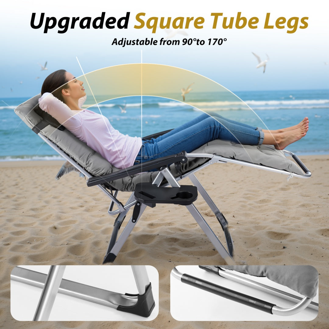 Durable outdoor recliner with strong metal frame and breathable fabric for all-season use