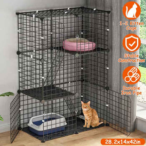 3 tier indoor cat playpen cage with ladders