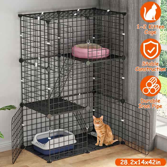 3 tier indoor cat playpen cage with ladders