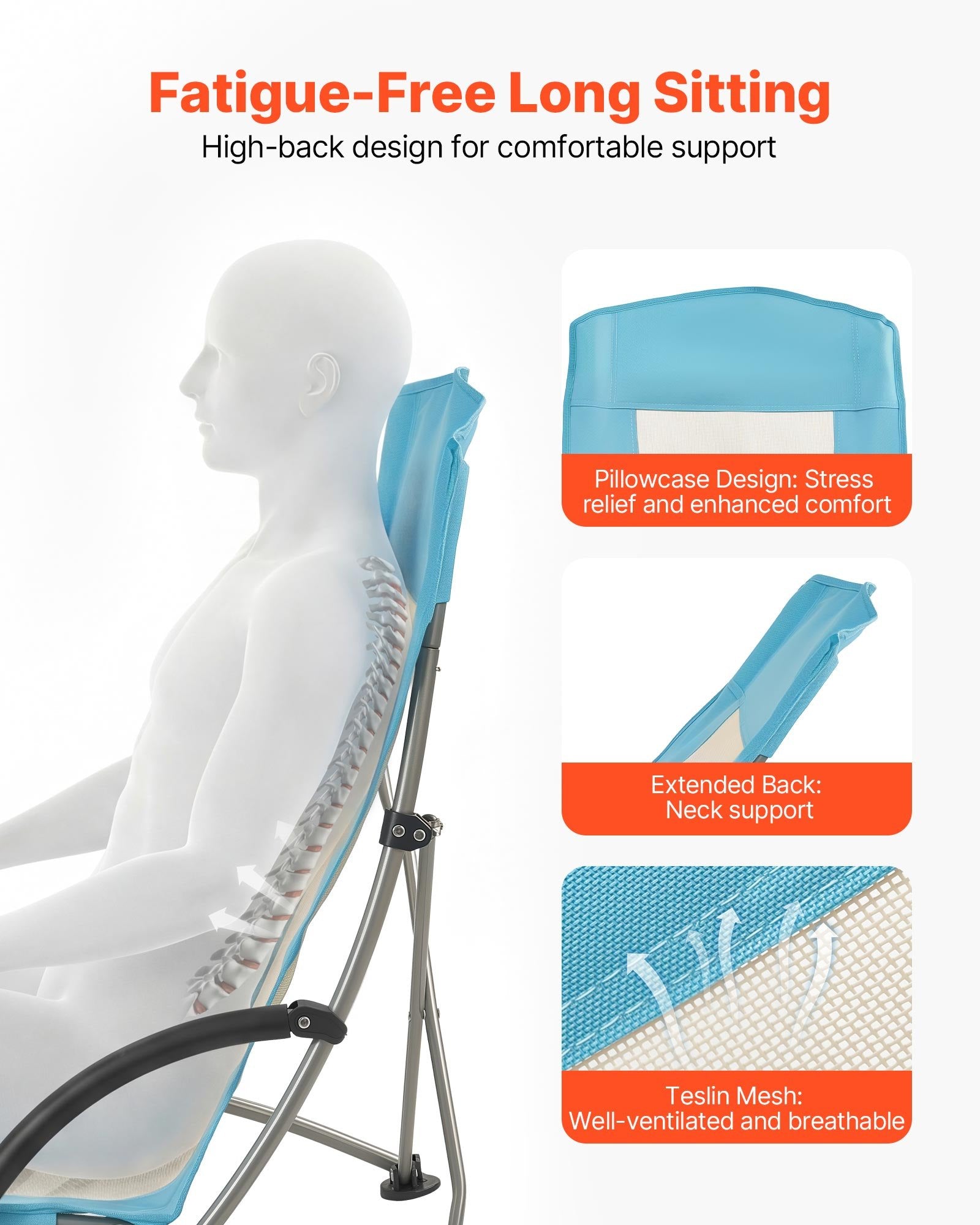 Lightweight outdoor camping chair with carry bag for beach trips, fishing, picnics, and travel