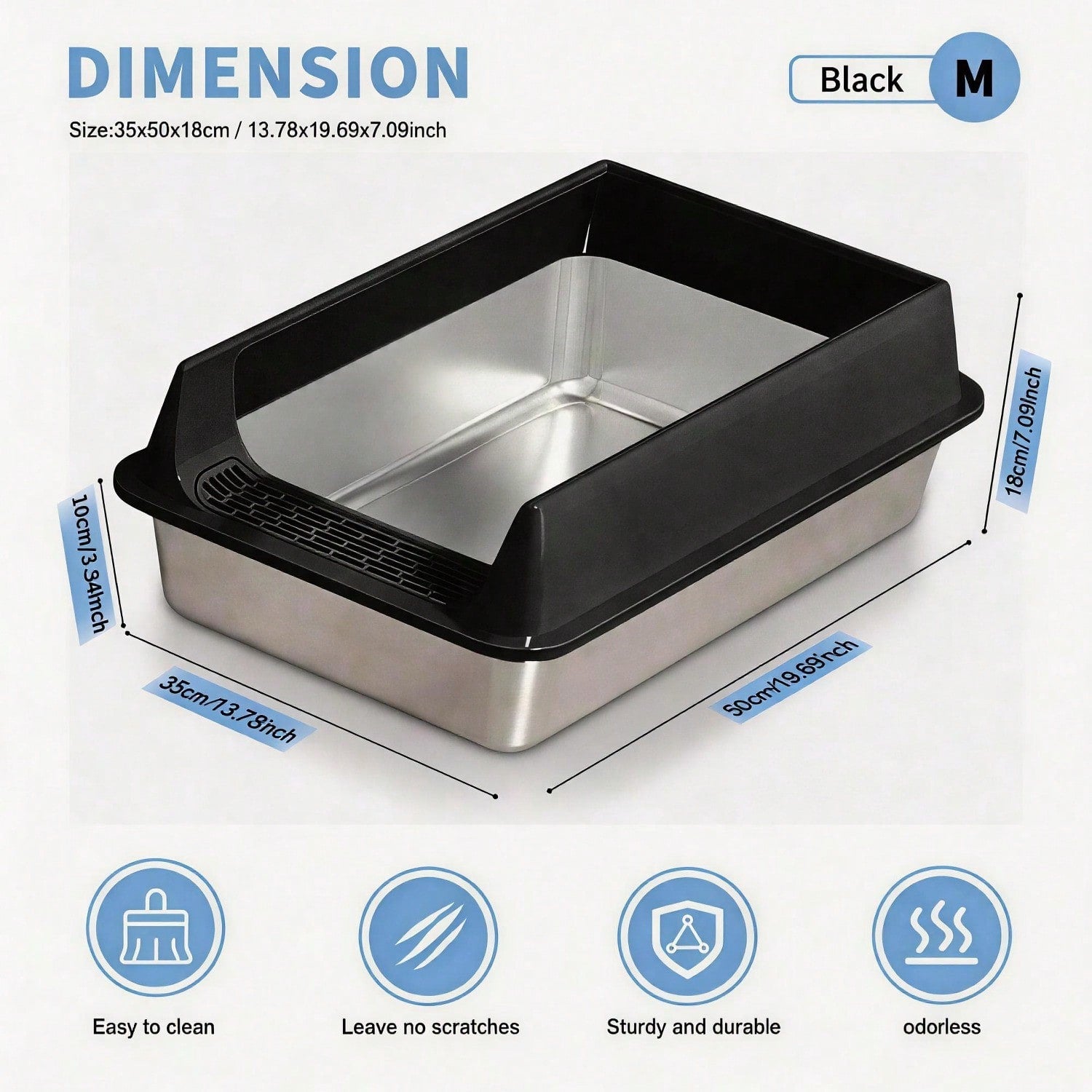 Odor Resistant Metal Cat Litter Box