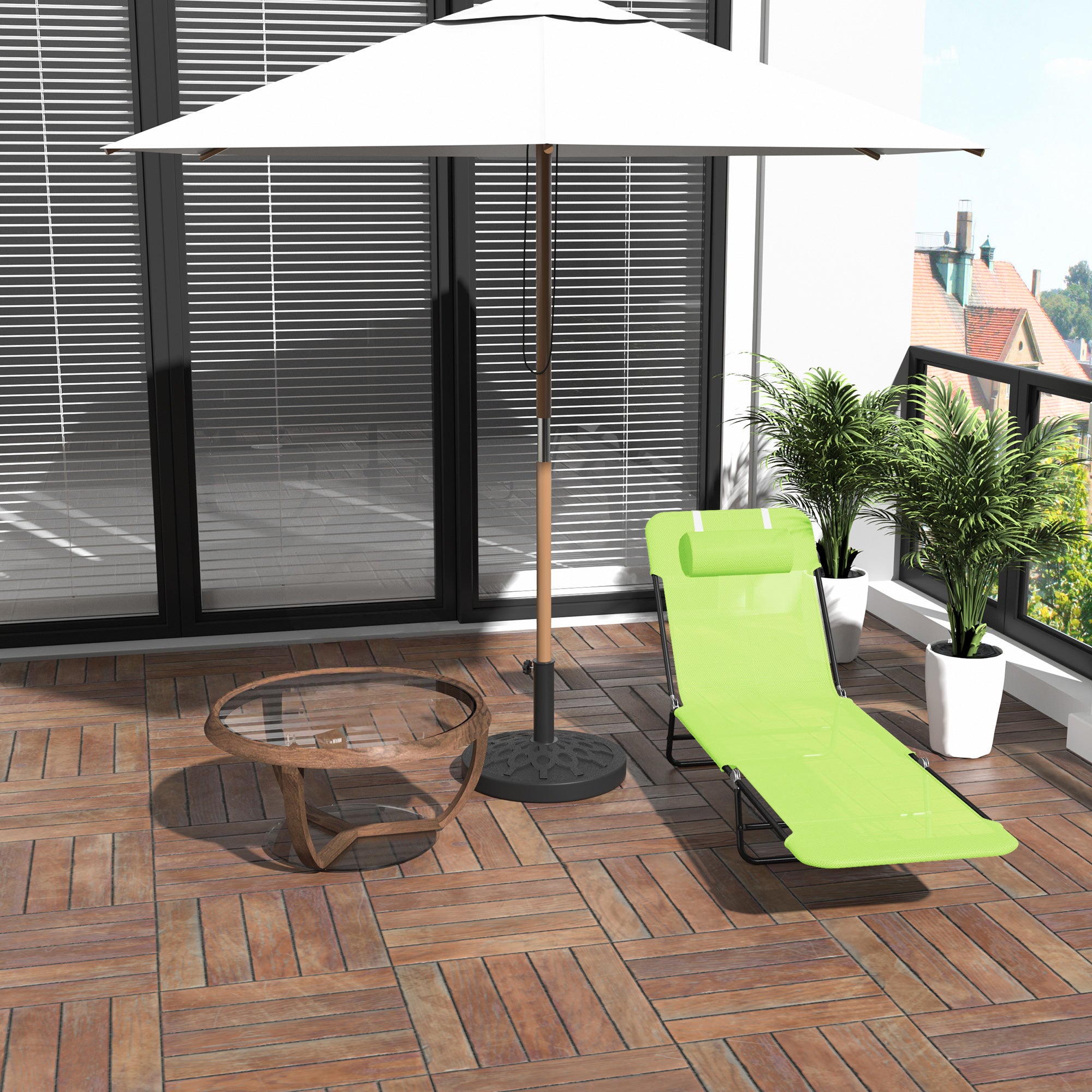Outdoor reclining lounge chair providing comfortable sunbathing experience
