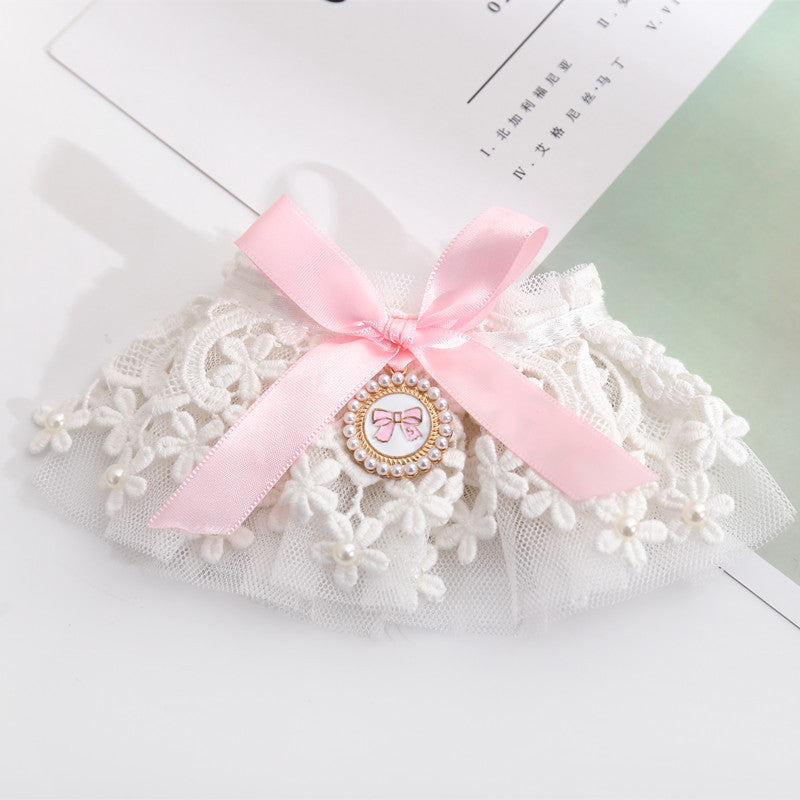 Pink pearl cat necklace collar
