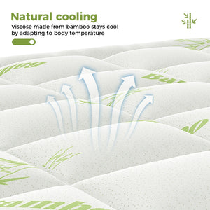 Deep pocket bamboo fiber mattress protector fitted on mattress for secure protection