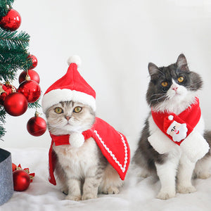 Christmas dog scarf and hat set for festive pet outfits