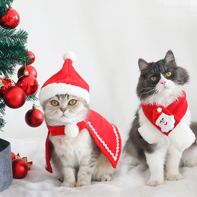 Christmas dog scarf and hat set for festive pet outfits