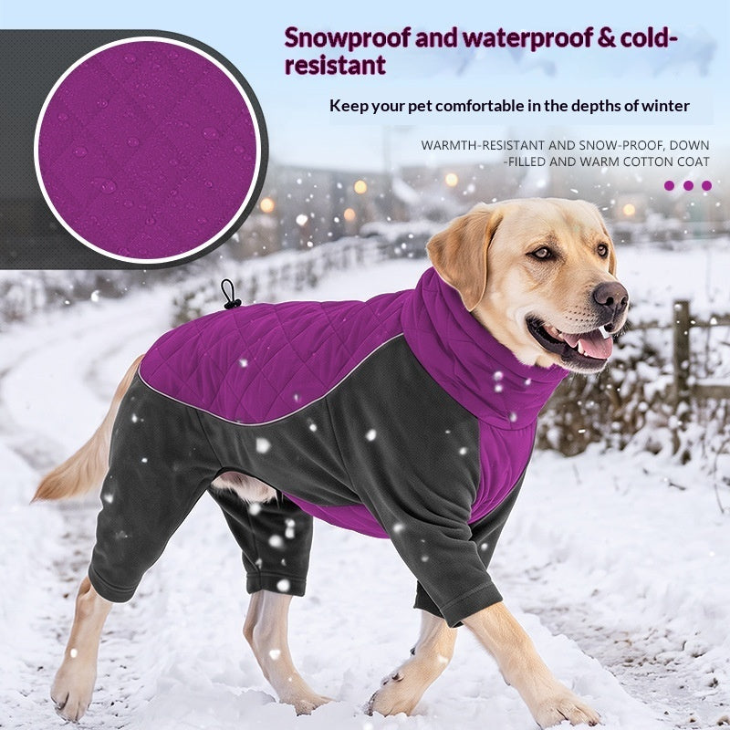Warm teddy fleece dog coat with four leg coverage for winter