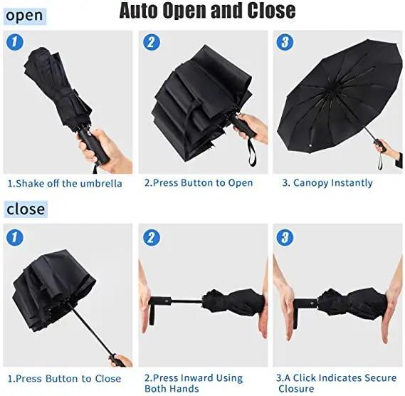 Compact rain umbrella with UV-blocking canopy for year-round weather protection