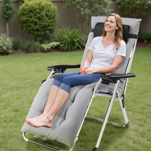 Lightweight foldable zero gravity chair for camping trips, beach vacations, and outdoor adventures