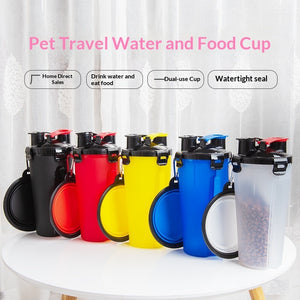 Portable Dog Water Bottle with Food Container