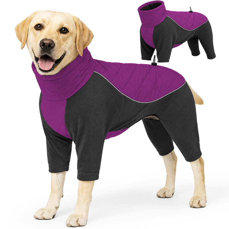 Navy blue teddy fleece dog jacket for winter walks