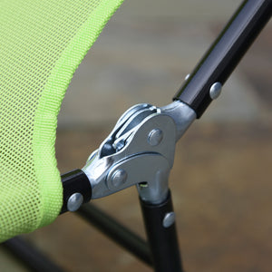 Portable folding outdoor lounge chair with ergonomic head support design