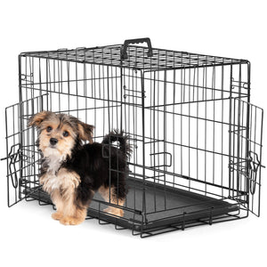ByAzora Foldable Metal Dog Crate with Double Doors for Training
