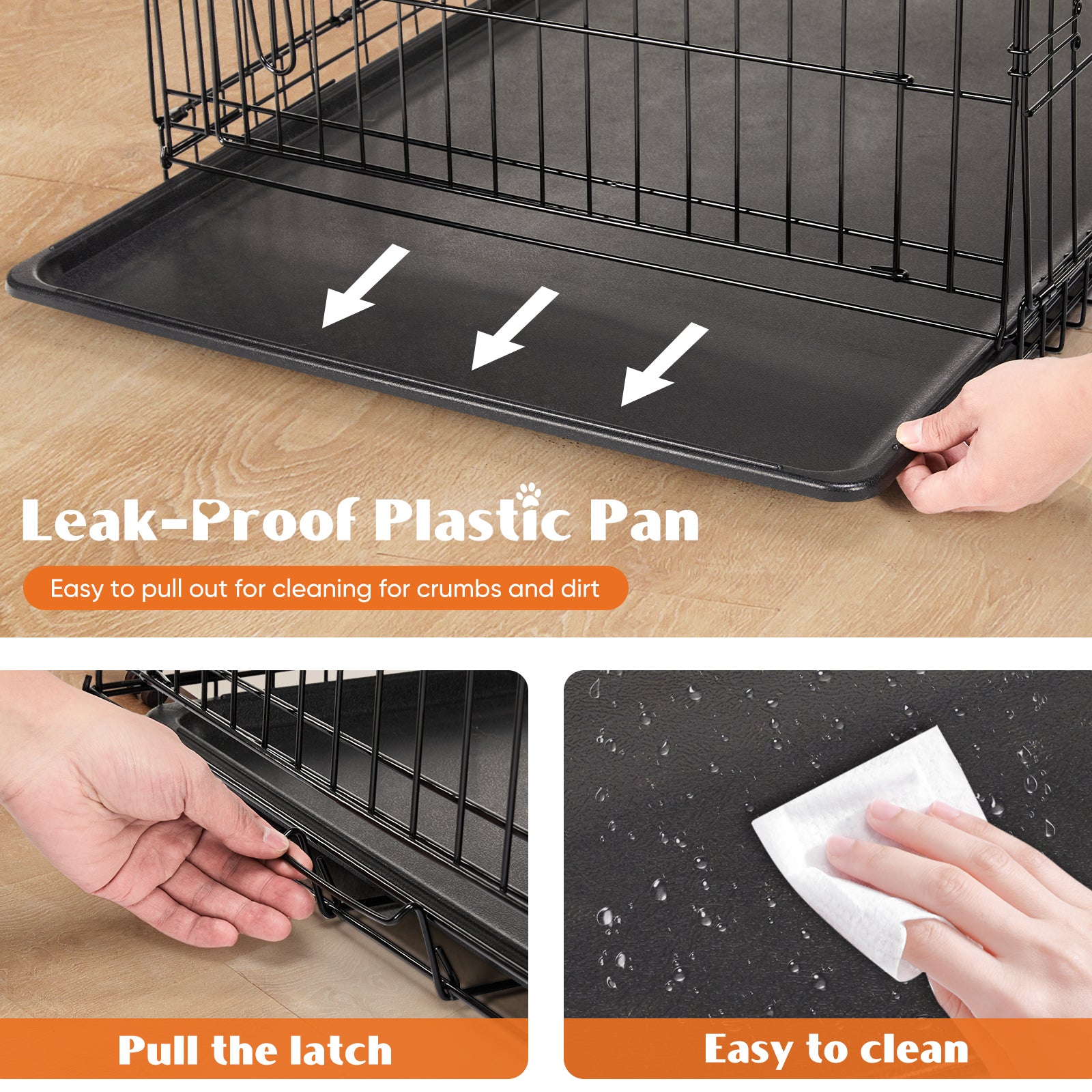 Safe and Secure Black Metal Pet Crate by ByAzora for Medium and Large Dogs