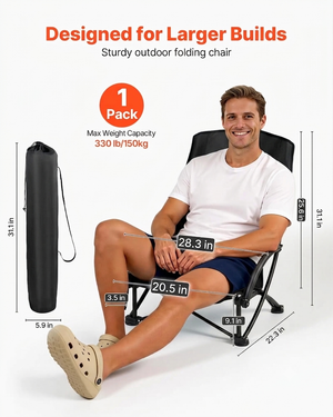 High back folding beach chair for adults front view