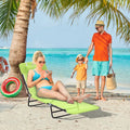 Luxury folding chaise lounge chair with reclining backrest for outdoor relaxation