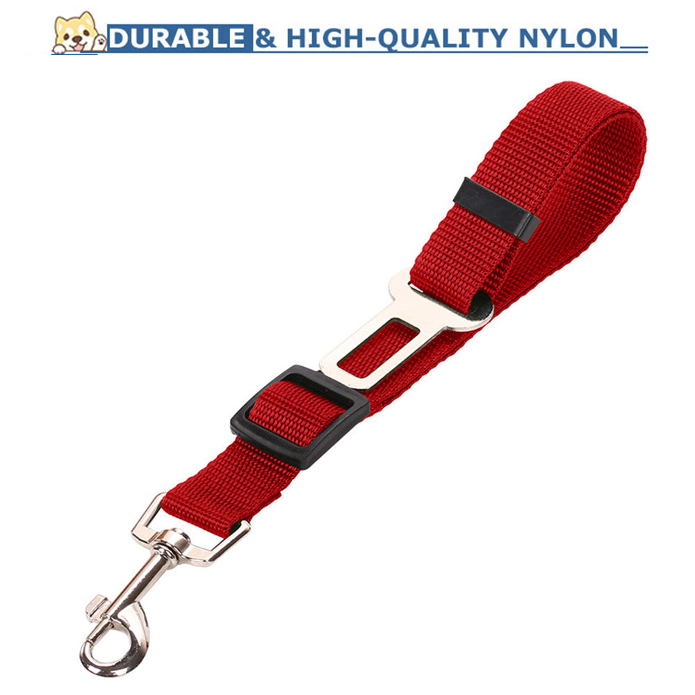 Adjustable nylon dog car seat belt for safe pet travel