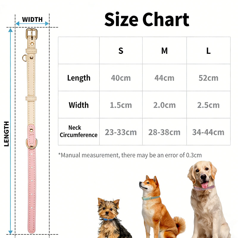 Adjustable leather pet collar for dogs