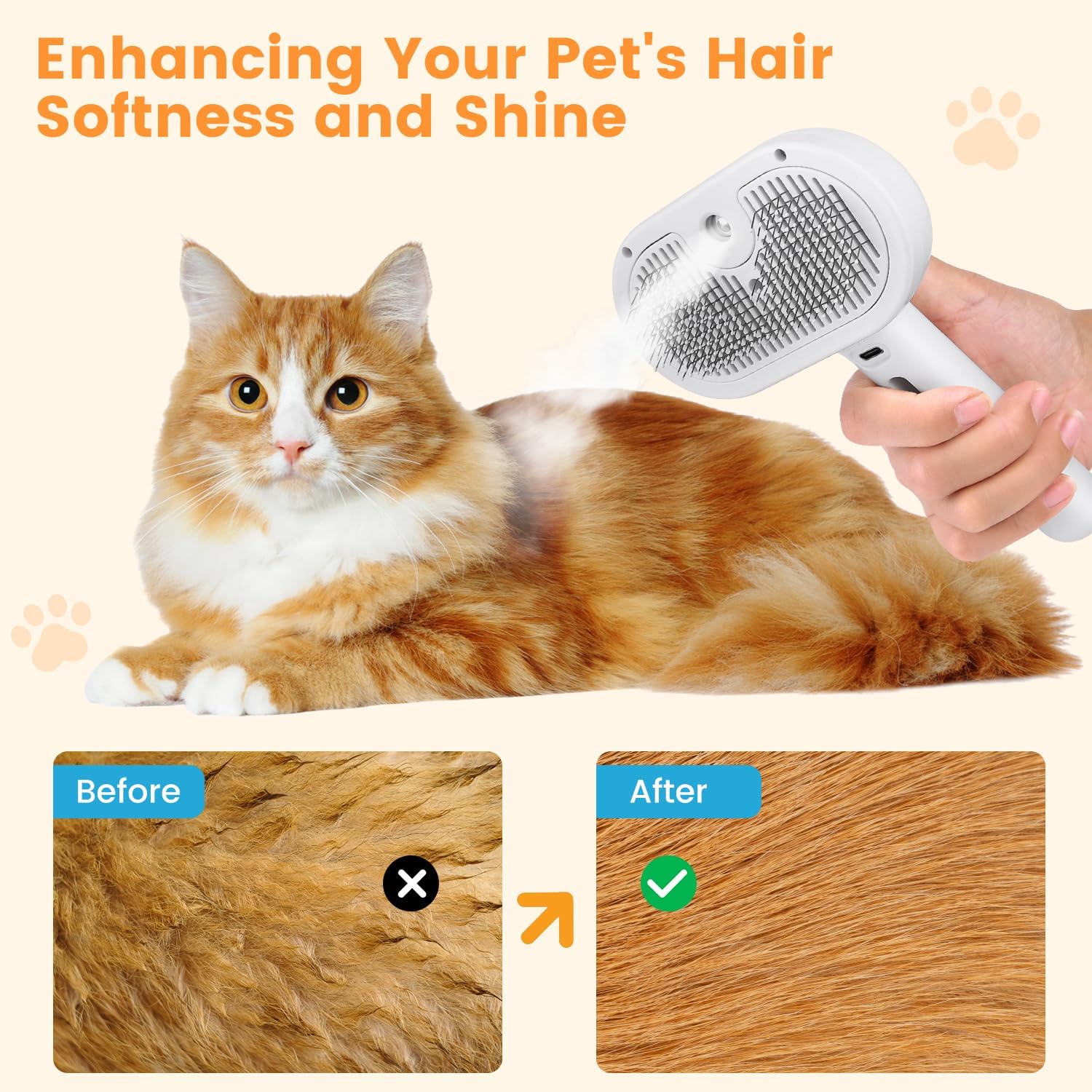 anti shedding cat brush for removing loose fur easily