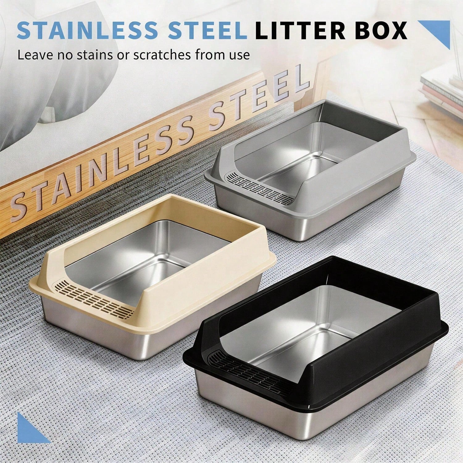 Easy Clean Metal Cat Litter Box