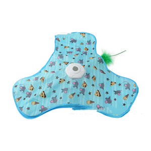 Cat toy dome cover with concealed feather wand