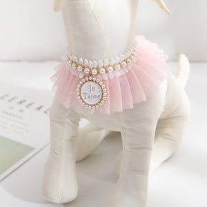 Elegant lace pearl cat collar