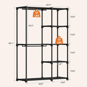 Multi-functional wardrobe closet with hanging space, storage shelves, and shoe organizer
