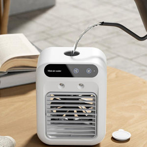 portable air cooler fan used in bedroom for cooling comfort