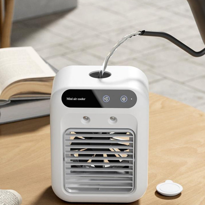portable air cooler fan used in bedroom for cooling comfort