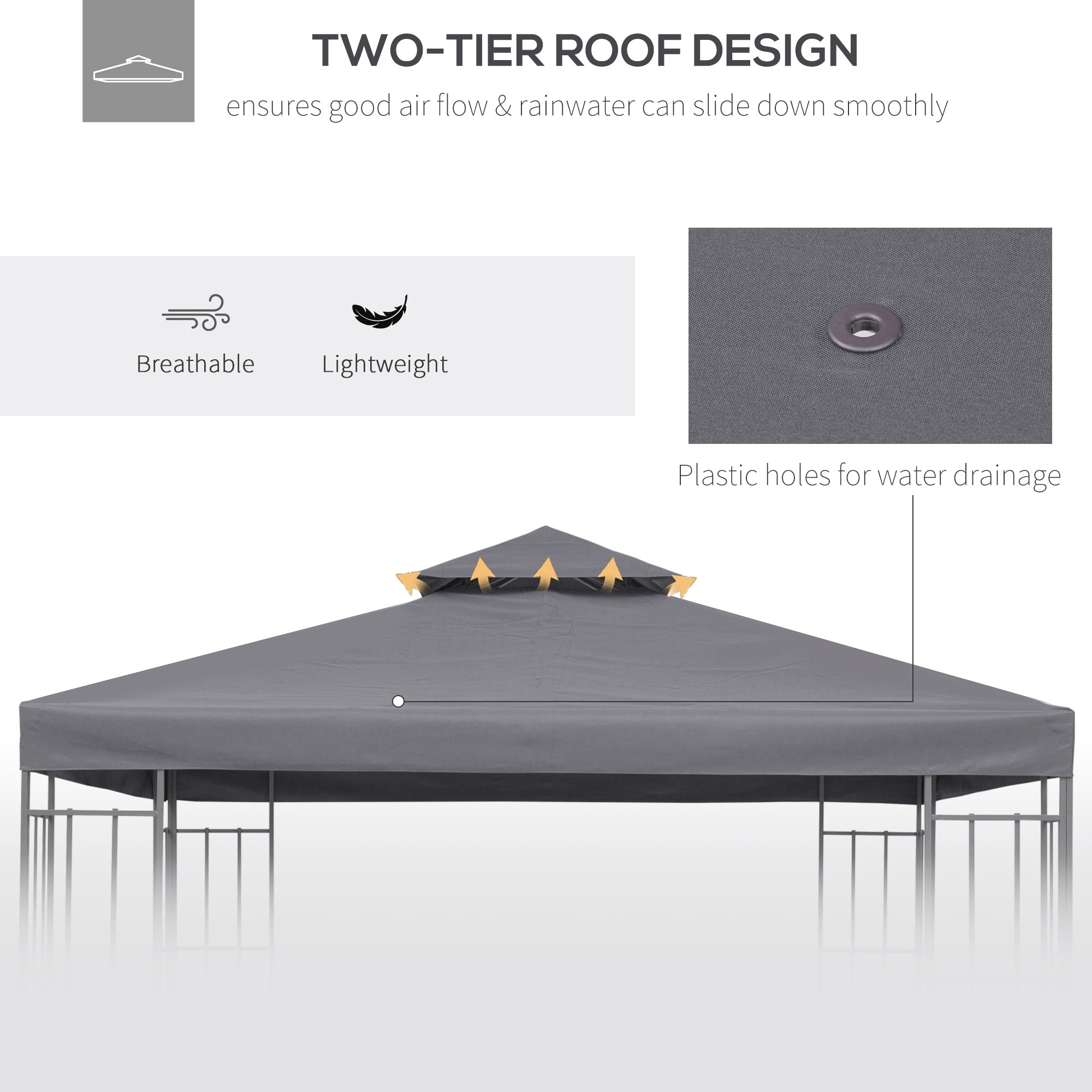 breathable 2 tier gazebo canopy for airflow and shade