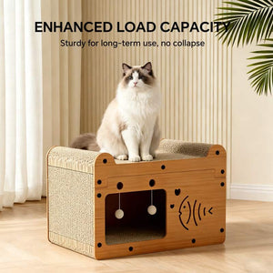 Bubble fish shape cat scratcher sofa with teaser balls