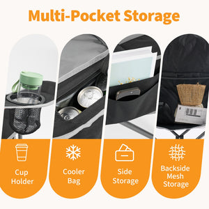 camping chair rear storage pocket outdoor use
