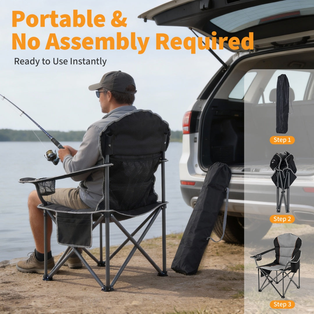 outdoor chair with cup holder and side pockets