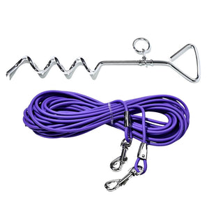 Camping dog leash stake system for secure outdoor control