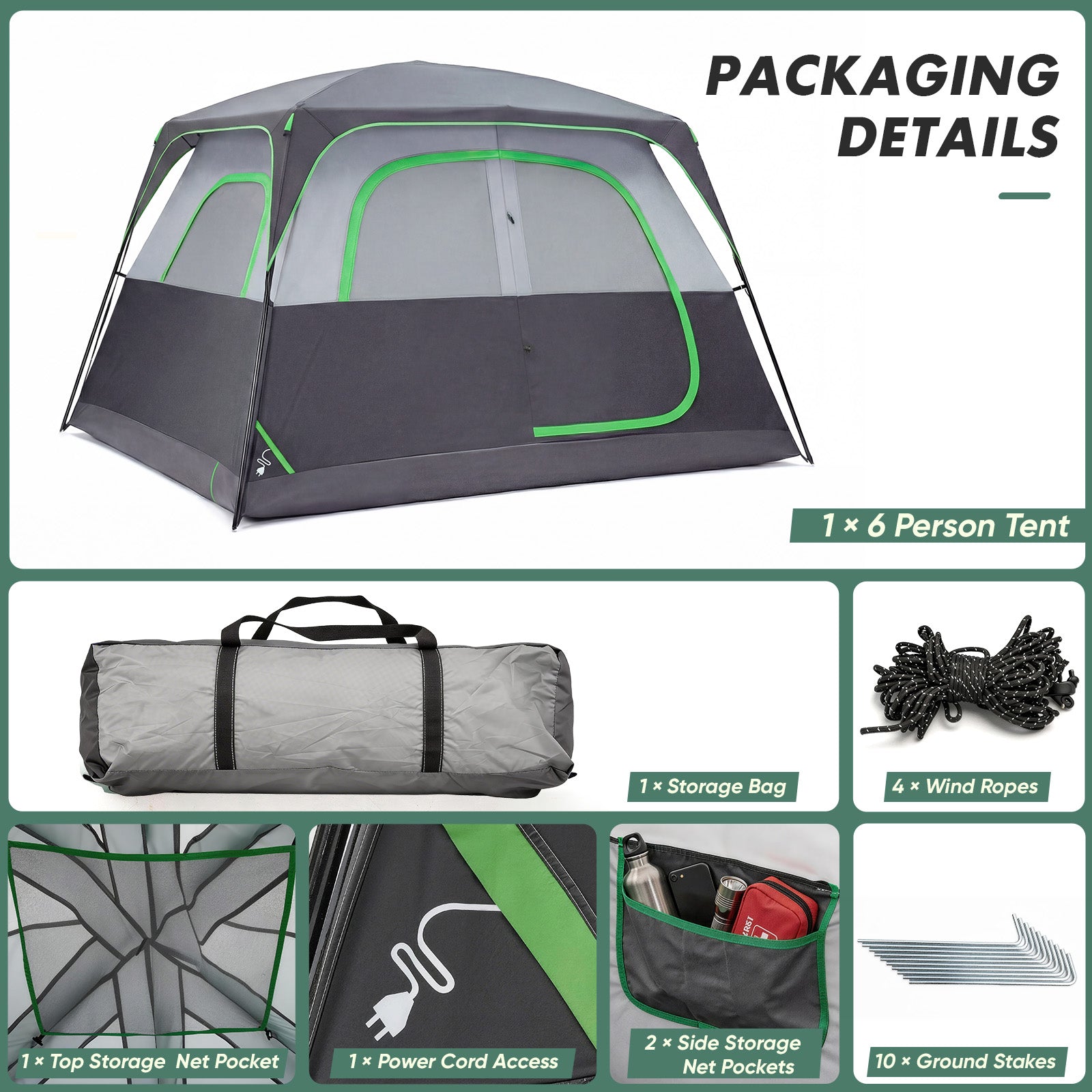 spacious 6 person camping tent interior cabin design
