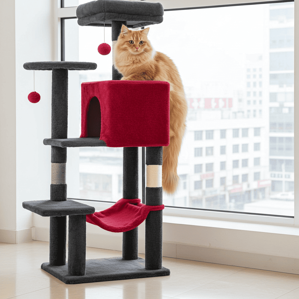 cat condo with soft hammock for resting