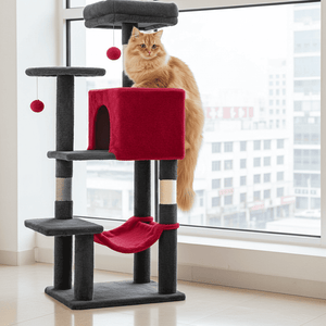 cat condo with soft hammock for resting