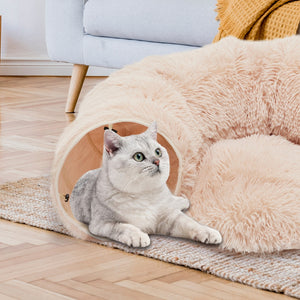 donut style cat bed with tunnel for extra comfort