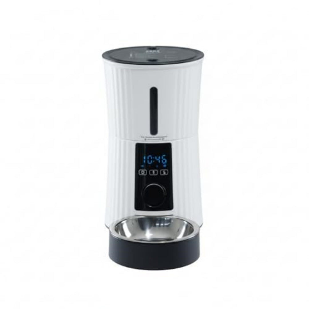 cat food dispenser with stainless steel bowl