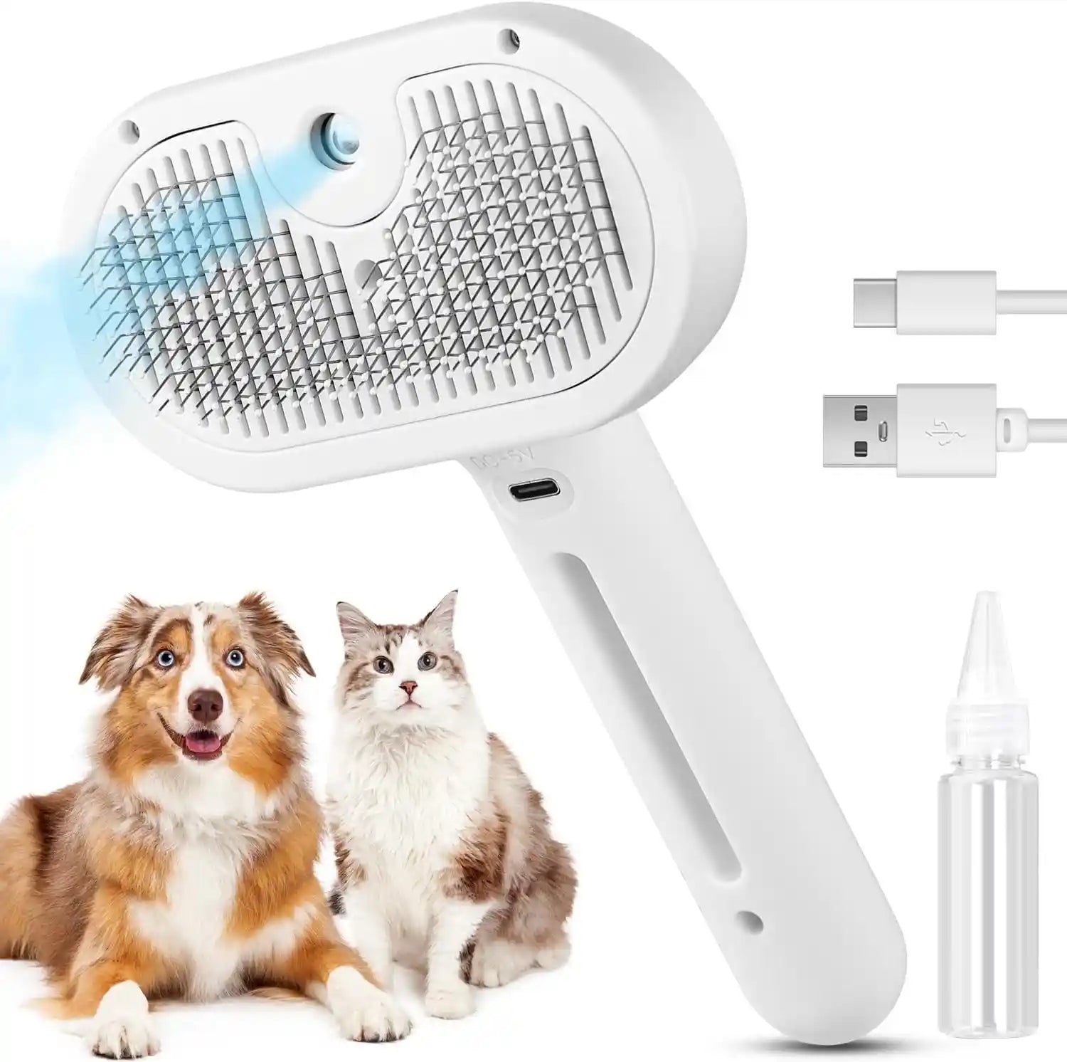 3 in 1 cat steam brush spray grooming and hair removal comb