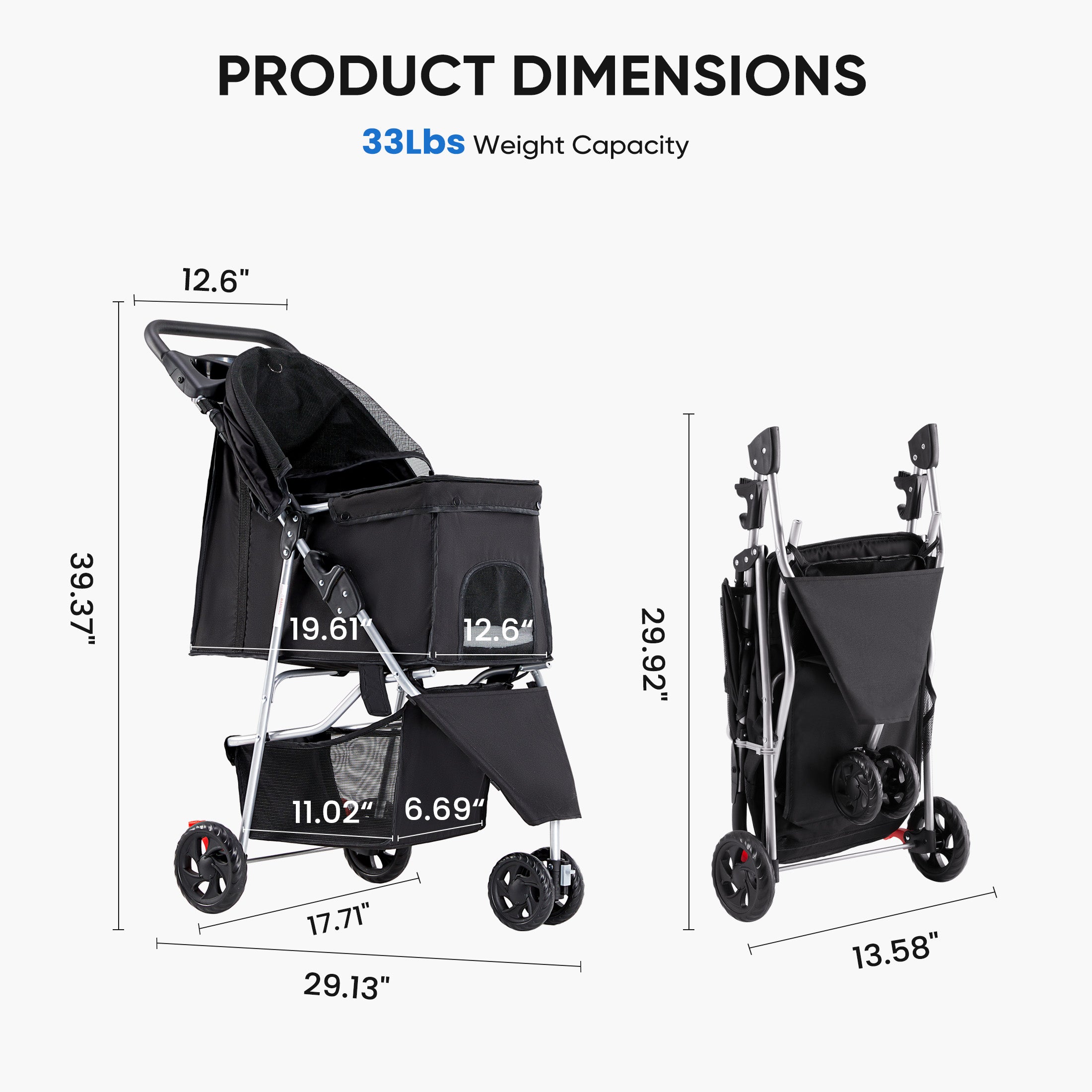 cat stroller with breathable mesh windows comfortable pet pram