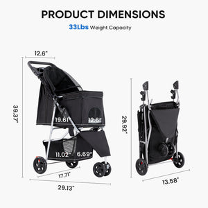 cat stroller with breathable mesh windows comfortable pet pram