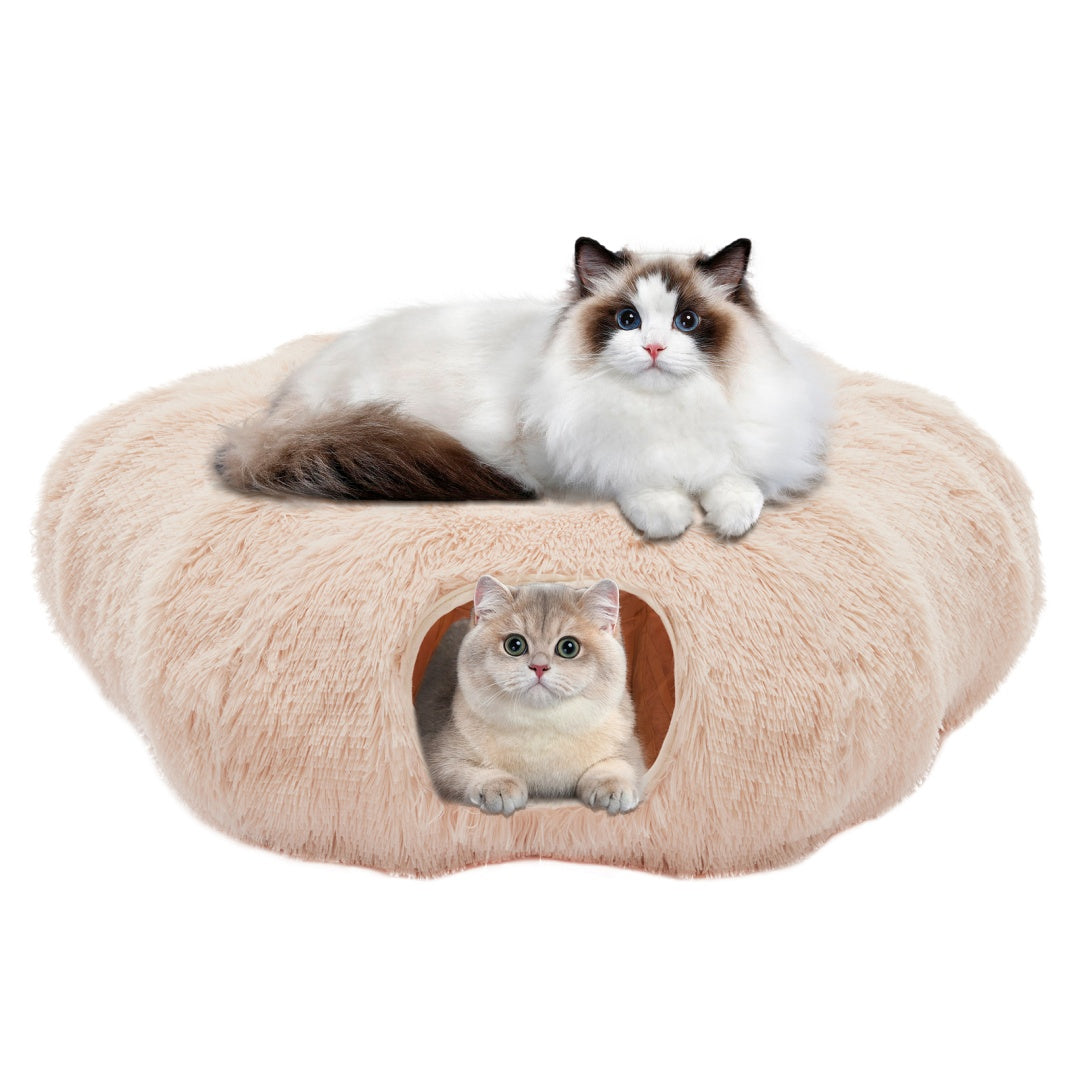 cat tunnel bed with peekaboo design for playful indoor cats