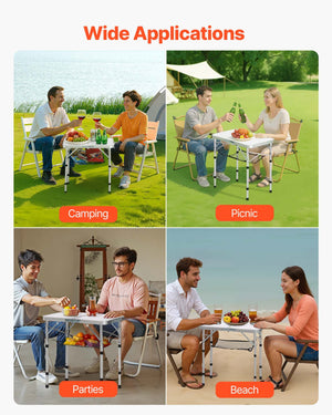 2FT folding portable camping table with adjustable height aluminum frame