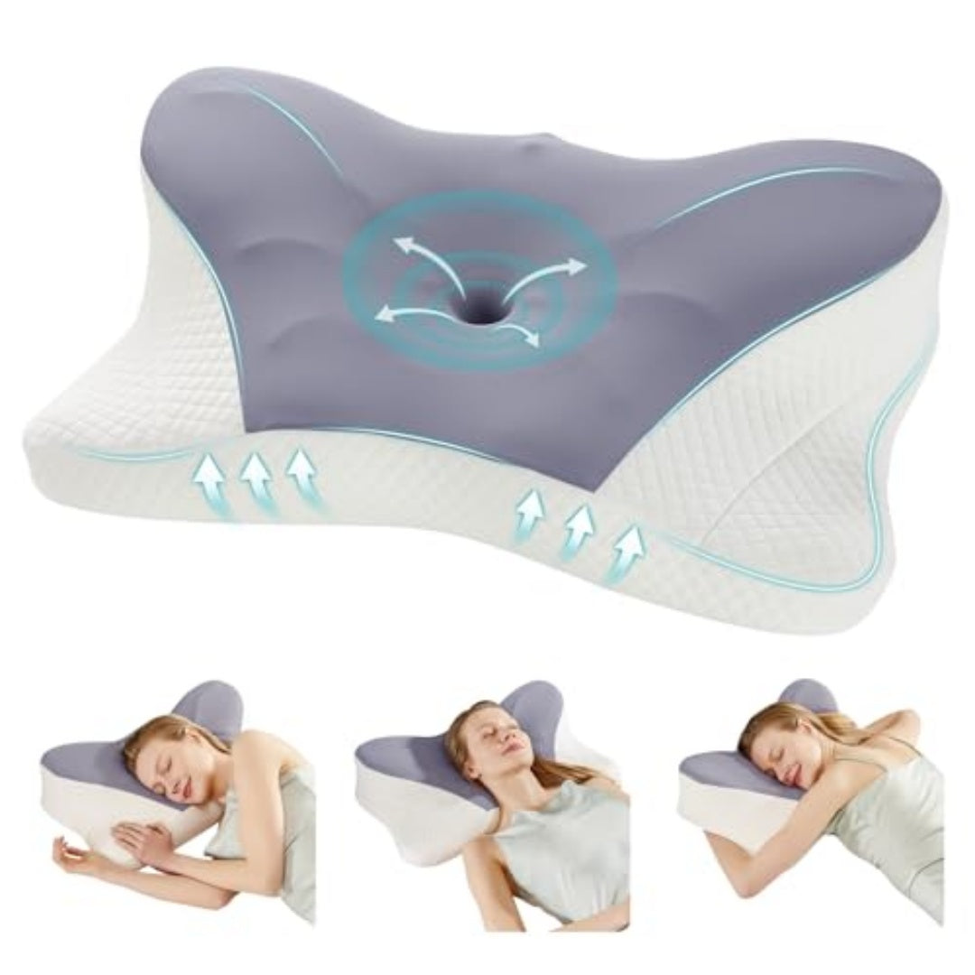 Cervical memory foam pillow with contour design for neck support